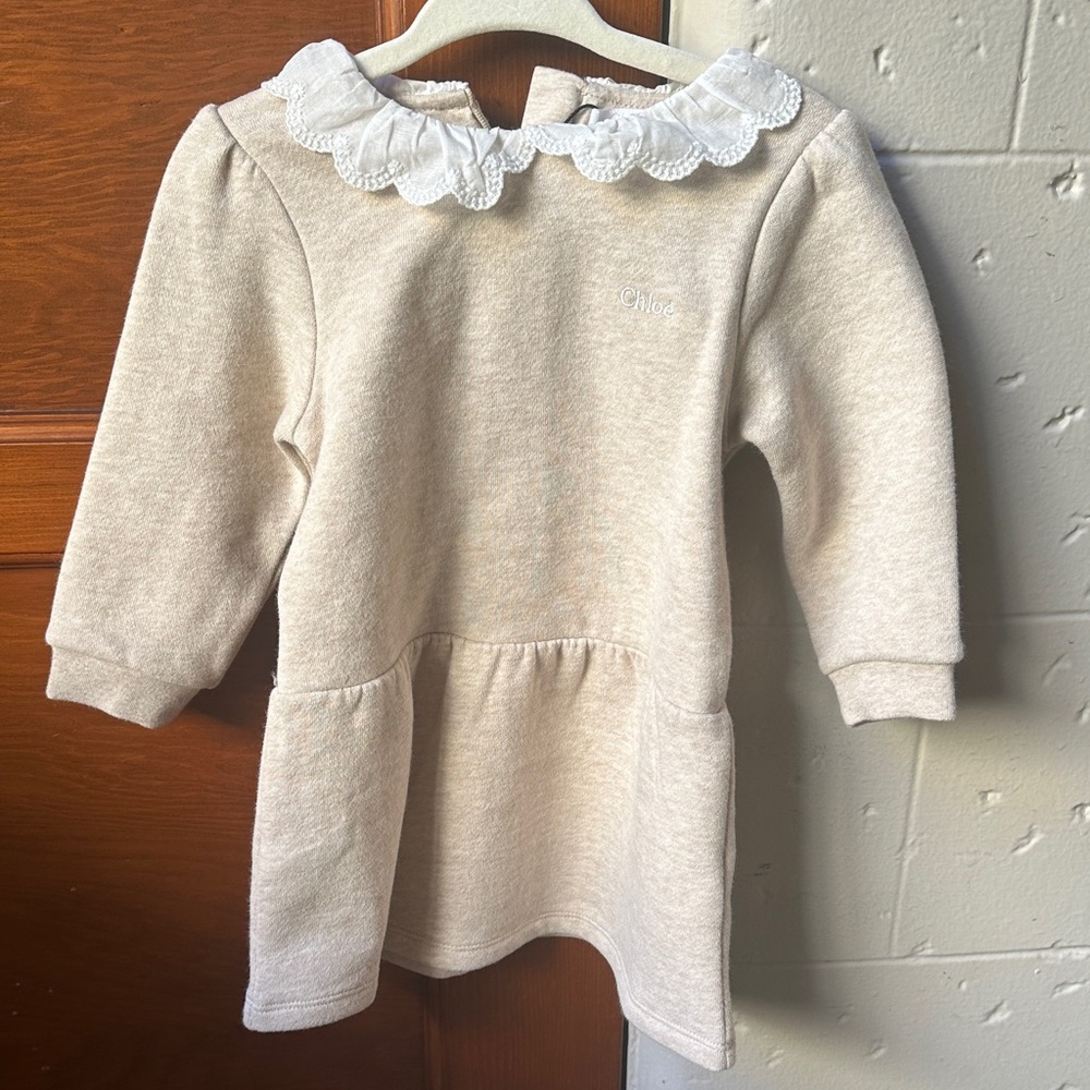 NWT Chloe Cream Dress with White Lace Collar